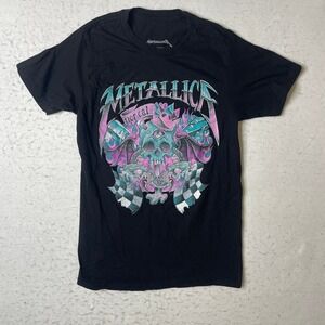 Metallica Graphic T Shirt Black Short Sleeve Skull Flames Music‎ Merch Size S